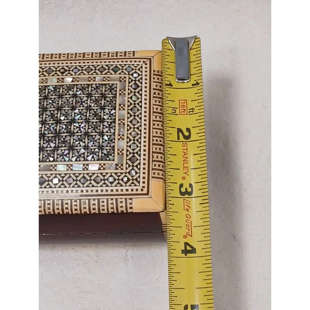Exotic Egyptian Hand Inlaid Mother Pearl Jewelry Wood Box 3.5' Gift Storage‎ Box